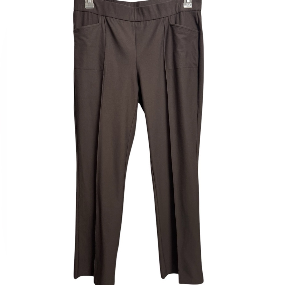 Eileen Fisher Washable Crepe Pull-On Pants Seamed Wren Straight Leg Pockets Med - Picture 8 of 9